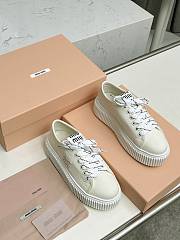 Miu miu Ivory Denim Sneakers With Logo in beige - 5