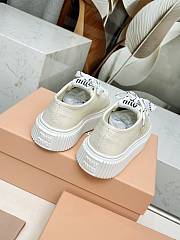Miu miu Ivory Denim Sneakers With Logo in beige - 6