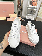 Miu miu Ivory Denim Sneakers With Logo in white - 6