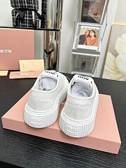 Miu miu Ivory Denim Sneakers With Logo in white - 5
