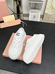 Miu miu Ivory Denim Sneakers With Logo in white - 4