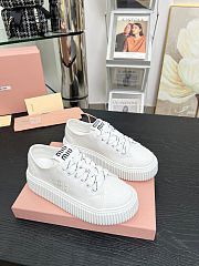 Miu miu Ivory Denim Sneakers With Logo in white - 3