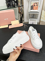 Miu miu Ivory Denim Sneakers With Logo in white - 2