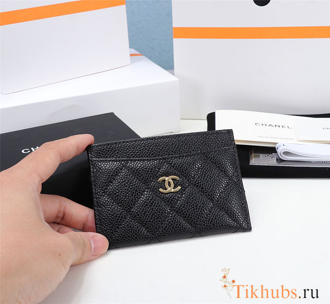 Chanel Classic card holder with gold hardware - 1