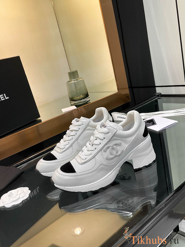 Chanel Trainers Mixed Fibers, Shiny Calfskin & Suede Calfskin White & Black - 1