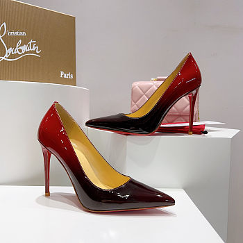 Christian Louboutin Kate pump in red and black ombré patent leather 10.5 cm