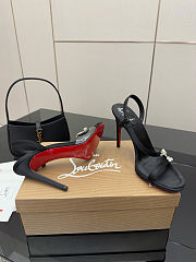 Christian Louboutin Loubigirl Chain 100 Ankle Strap sandal in black crepe satin 10.5 cm - 5