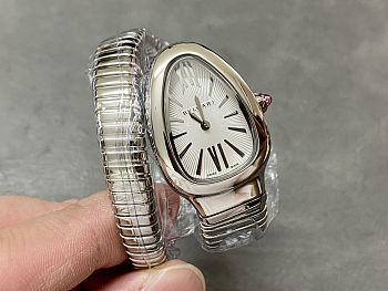 Serpenti Tubogas single spiral watch in stainless steel case and bracelet with silver 101828 