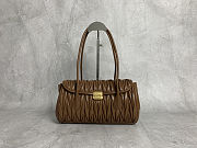  Miu Miu Matelassé Nappa Leather Shoulder Bag in Cognac brown 28X15X11cm - 4