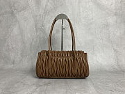 Miu Miu Matelassé Nappa Leather Shoulder Bag in Cognac brown 28X15X11cm - 5