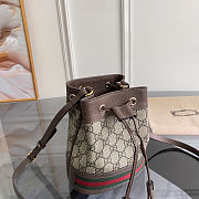 Gucci Ophidia Mini Bucket Bag in beige and brown GG Supreme canvas with brown 18.5x15x9 cm - 6