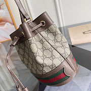 Gucci Ophidia Mini Bucket Bag in beige and brown GG Supreme canvas with brown 18.5x15x9 cm - 3