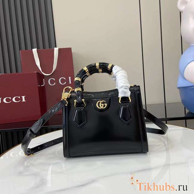  Gucci Diana mini tote bag in black leather with bamboo handles 20x16x10 cm - 1