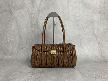 Miu Miu Matelassé Nappa Leather Shoulder Bag in Cognac brown 28X15X11cm
