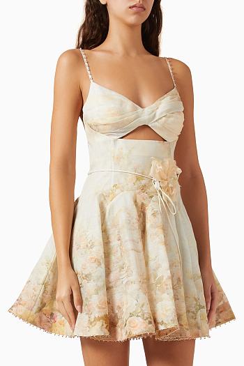 Zimmermann Memento Twist Front Mini Dress in a floral print