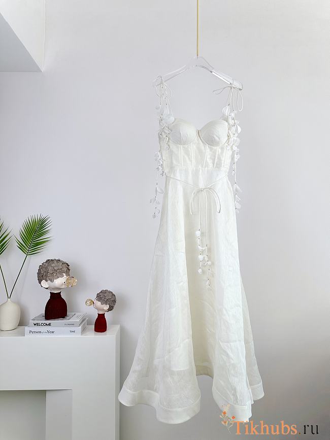 Zimmermann Natura linen and silk corset midi-dress in white - 1