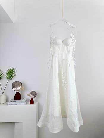 Zimmermann Natura linen and silk corset midi-dress in white