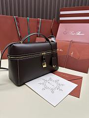 Loro Piana Extra Bag L27 Smooth Calfskin Dark Choco Licorice 27x16x10 cm - 4