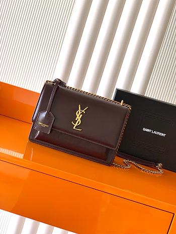  Saint Laurent Sunset Medium leather shoulder bag in a dark red 22x8x16cm