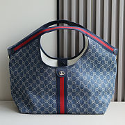 Gucci Giglio tote bag in blue and white GG denim with red and blue Web trim 60 x 47 x 16㎝ - 1
