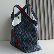 Gucci Giglio tote bag in blue and white GG denim with red and blue Web trim 60 x 47 x 16㎝ - 5