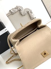 Chanel Mini Coco Handle bag in beige caviar leather with light gold hardware size 19 cm - 6