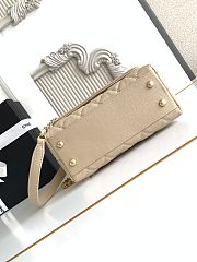 Chanel Mini Coco Handle bag in beige caviar leather with light gold hardware size 19 cm - 5
