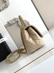 Chanel Mini Coco Handle bag in beige caviar leather with light gold hardware size 19 cm - 3