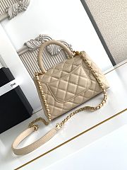 Chanel Mini Coco Handle bag in beige caviar leather with light gold hardware size 19 cm - 4