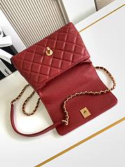 Chanel Coco Handle flap bag in red caviar leather with gold-tone hardware 19 cm - 3