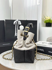 Chanel 25 color block shopping bag in grey suede and black leather24x35x14 cm - 6