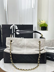 Chanel 25 color block shopping bag in grey suede and black leather24x35x14 cm - 4