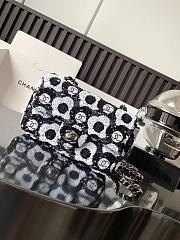 Chanel  Satin Sequin Embellished Flower Mini Rectangular Flap Black White Blue 20x14x7cm - 1