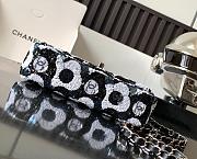 Chanel  Satin Sequin Embellished Flower Mini Rectangular Flap Black White Blue 20x14x7cm - 6
