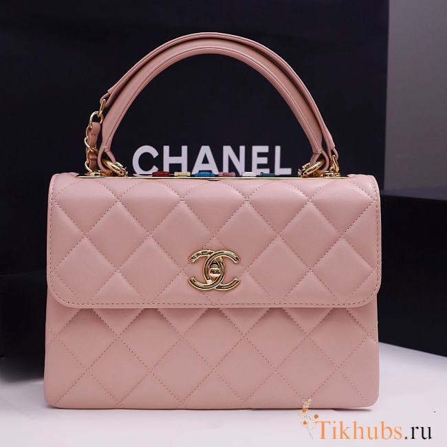 Chanel Pink Quilted Lambskin Leather Small Trendy CC Flap Bag 25*12*17cm - 1