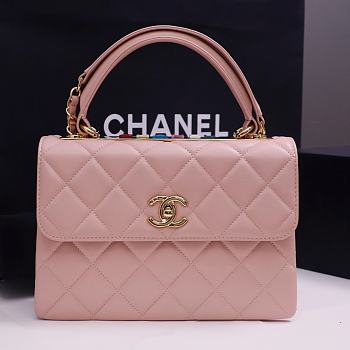 Chanel Pink Quilted Lambskin Leather Small Trendy CC Flap Bag 25*12*17cm