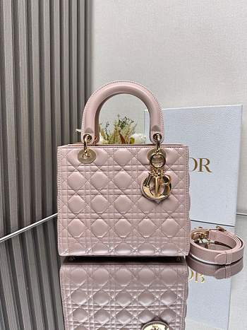 Dior Lady Bag Powder Pink Cannage Lambskin 24x20x11 cm