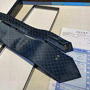 Gucci GG jacquard silk tie in navy blue - 4