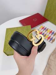 Gucci Leather Belt With Double G Buckle in black leather and gold-toned hardware 4cm - 4