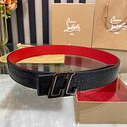 Christian Louboutin HAPPY RUI CL Logo Reversible Croc Leather Belt Black 3.5 cm - 5