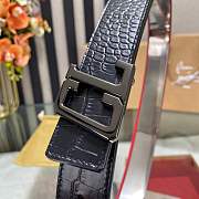 Christian Louboutin HAPPY RUI CL Logo Reversible Croc Leather Belt Black 3.5 cm - 4