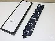 Gucci GG logo tie in navy blue. - 6