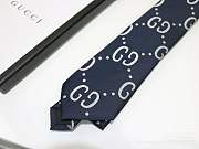 Gucci GG logo tie in navy blue. - 4
