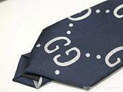 Gucci GG logo tie in navy blue. - 2