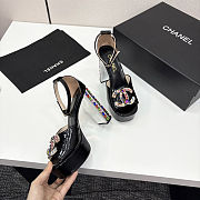 Chanel high-heeled sandals with rhinestones black 11cm - 6