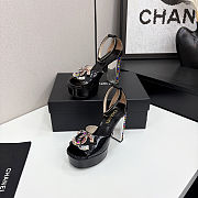 Chanel high-heeled sandals with rhinestones black 11cm - 5