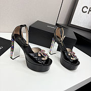 Chanel high-heeled sandals with rhinestones black 11cm - 2