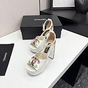 Chanel high-heeled sandals with rhinestones white 11cm - 6