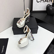 Chanel high-heeled sandals with rhinestones white 11cm - 4