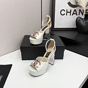Chanel high-heeled sandals with rhinestones white 11cm - 3